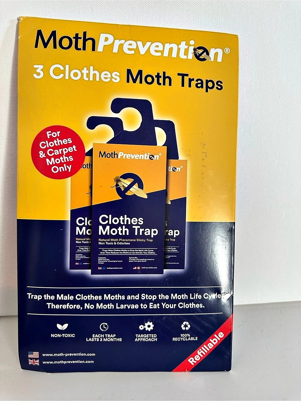MothPrevention 3 Clothes Moth Traps 3-Pack